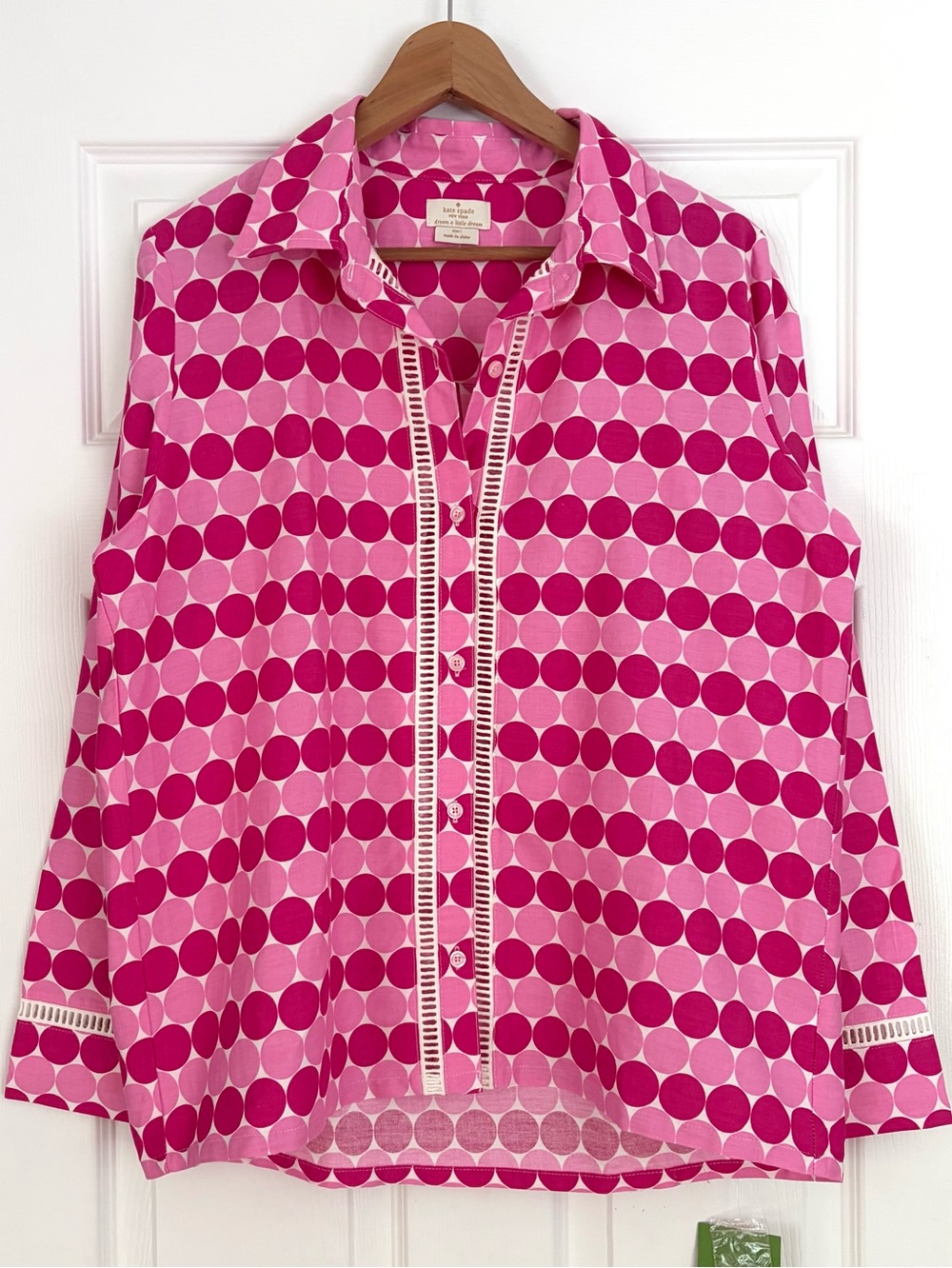 NWT Kate Spade Pink Polka Dot Button-Up Blouse Size 1 (US 4)
